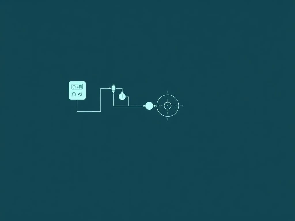 Blueprint schematic connecting pool controls, sensors, pumps, and equipment
