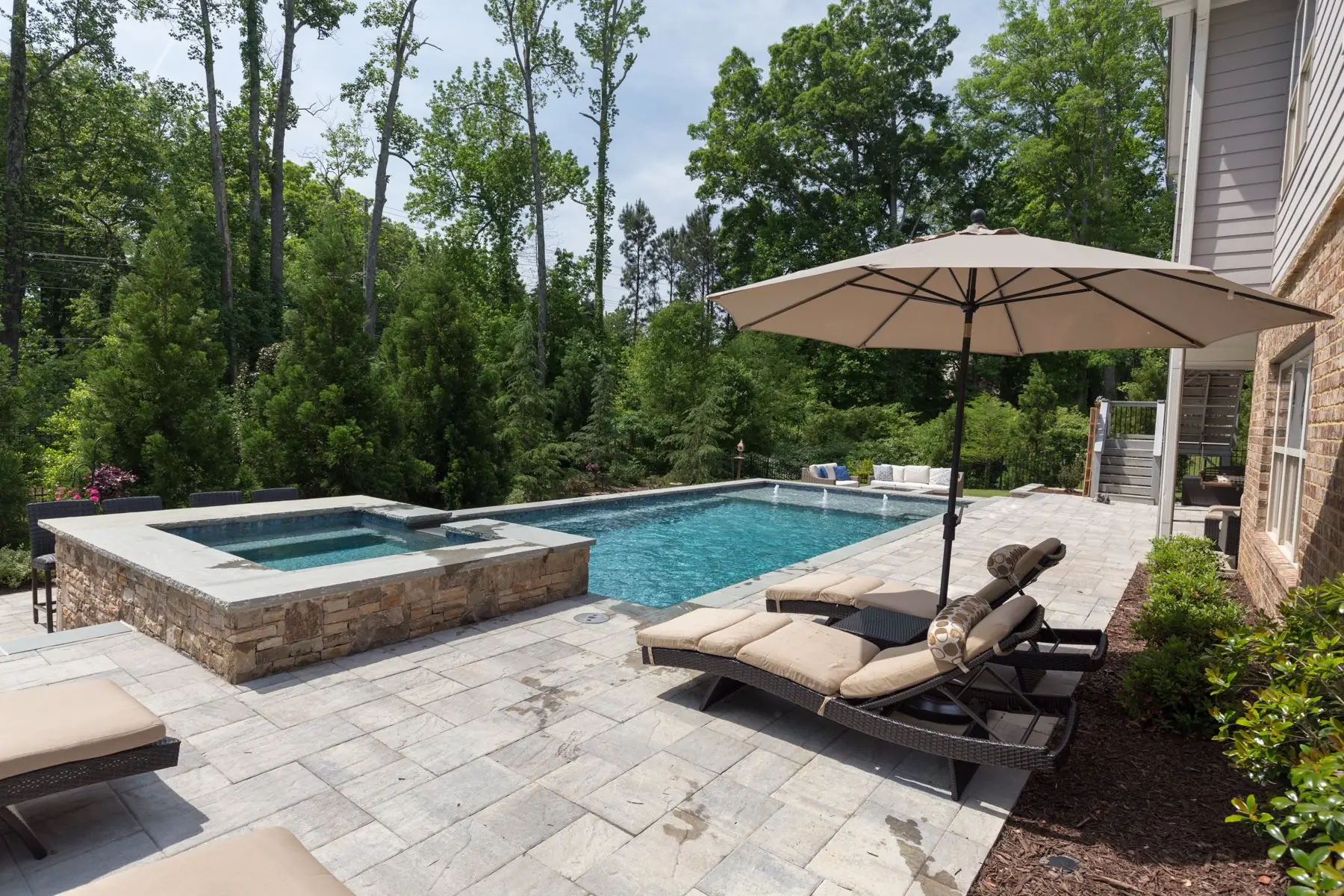 The Gaster spa and loungers in Marietta, the finished environment ready for its first evening