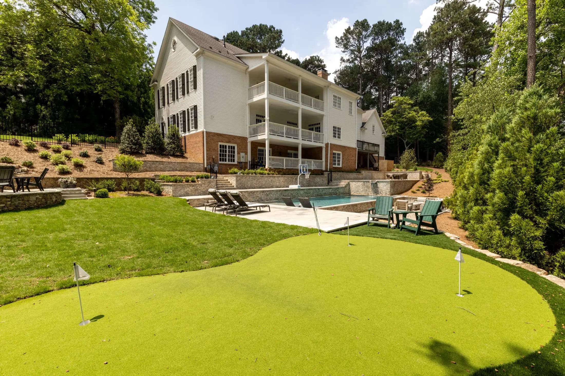 The Kardian pool in Sandy Springs, showing the shell finish and surrounding decking