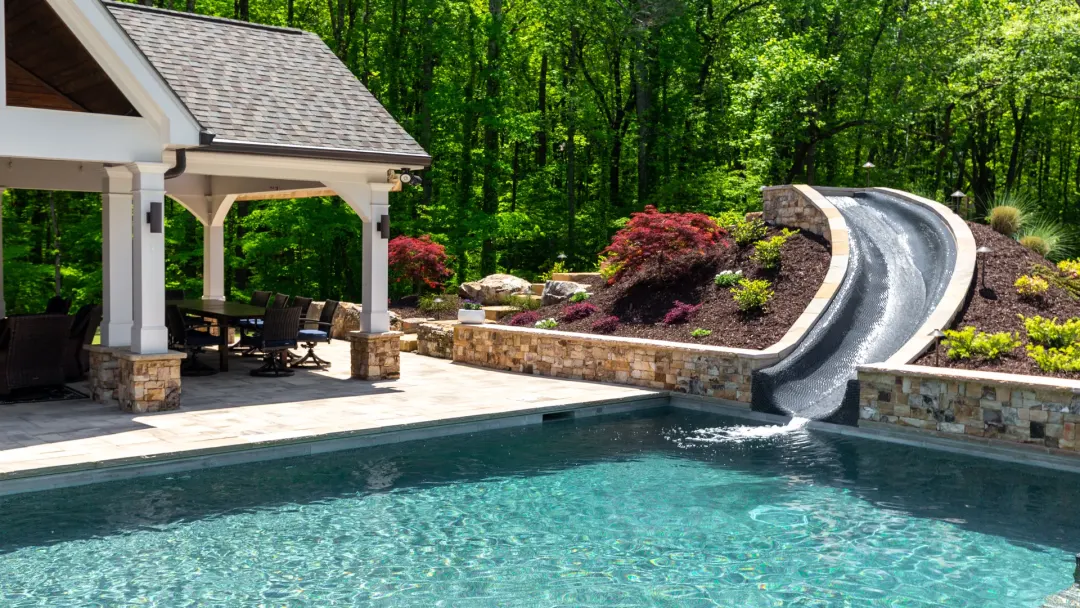 The Slide: the Batchelor backyard in Roswell by Atlantis Pools
